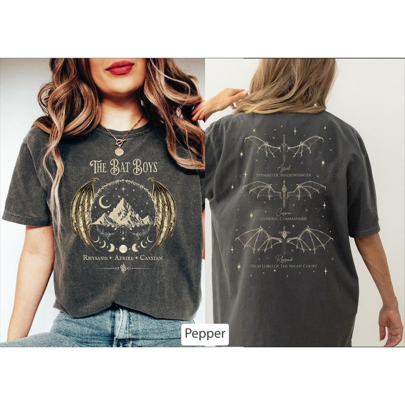Acotar Bat Boys Shirt, The Night Court Shirt, Velaris Shirt, A Court Of Thorn And Roses, Cassian General Comander,Azriel...
