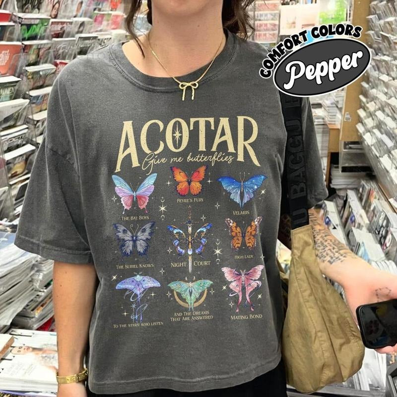 Acotar Butterflies Comfort Colors Shirt, Acotar Give Me Butterflies T Shirt, Velaris The Night Court Tee, Give For Book...