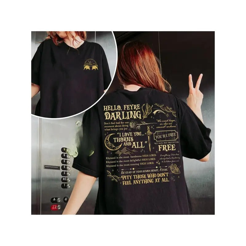 Acotar Fan  T-Shirt, Hello Feyre Darling Shirts, The Night Court Illyrians, A Court of Thorns and Roses, Rhysand Cassian...