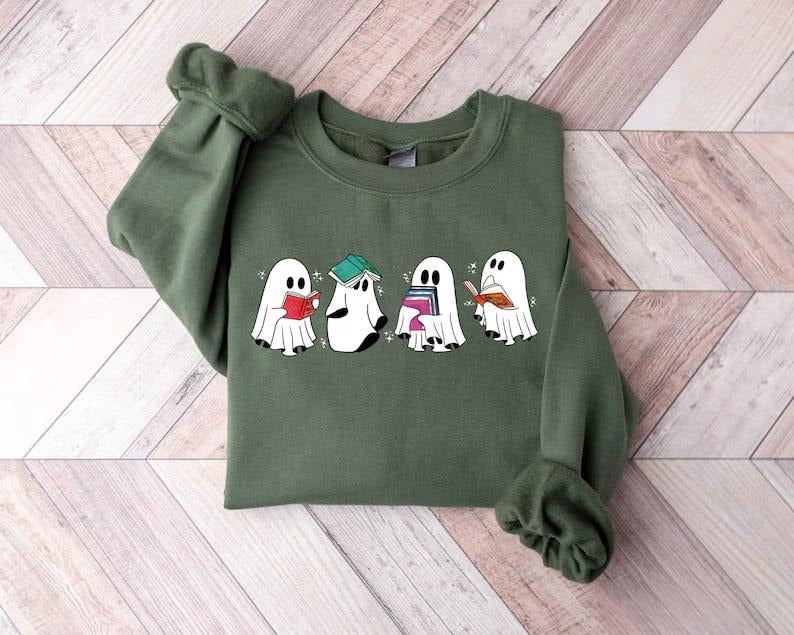 Acotar Ghost Sweatshirt, Bookish Ghost Sweatshirt, Throne of Glass Gift, Book Reader Halloween Gift, Book Ghosts Tshirt,...