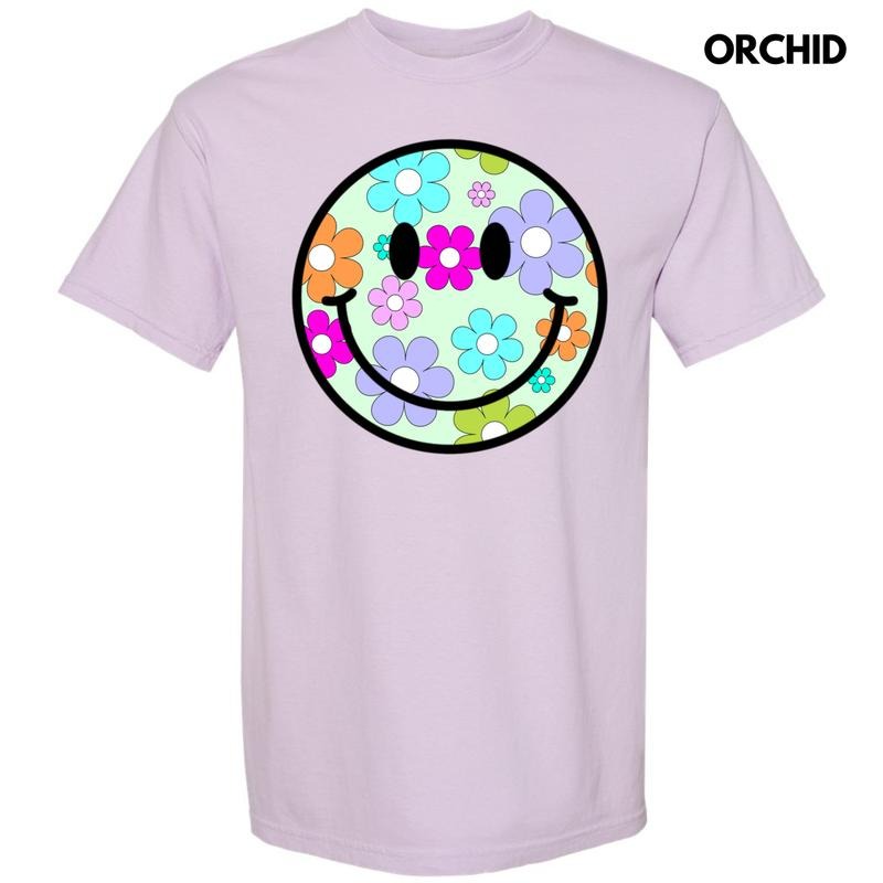 Adorable Floral Happy Face Comfort Colors T-Shirt 'NLB' Hoodie, Sweatshirt | HypeCrazeTee.com