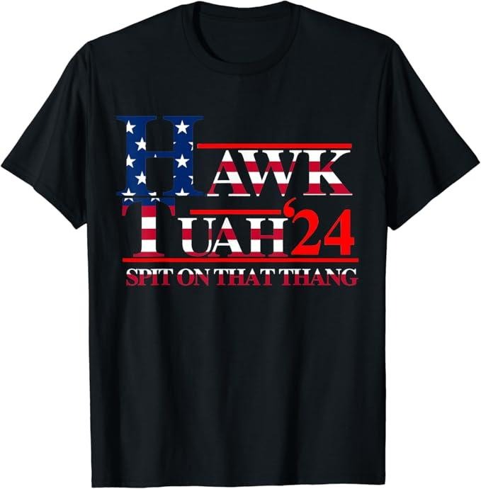 Adult Humor Shirts, Hawk Tuah 24 Spit On That Thang Usa Flag Pattern T-Shirt Menswear Top Casual Classic Hoodie, Sweatshirt