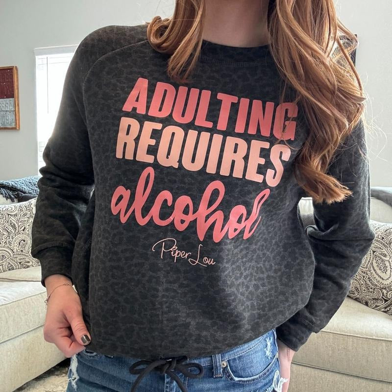 Adulting Requires Alcohol Color Premium Boxy Sweatshirt T-Shirts, Hoodie | HypeCrazeTee.com