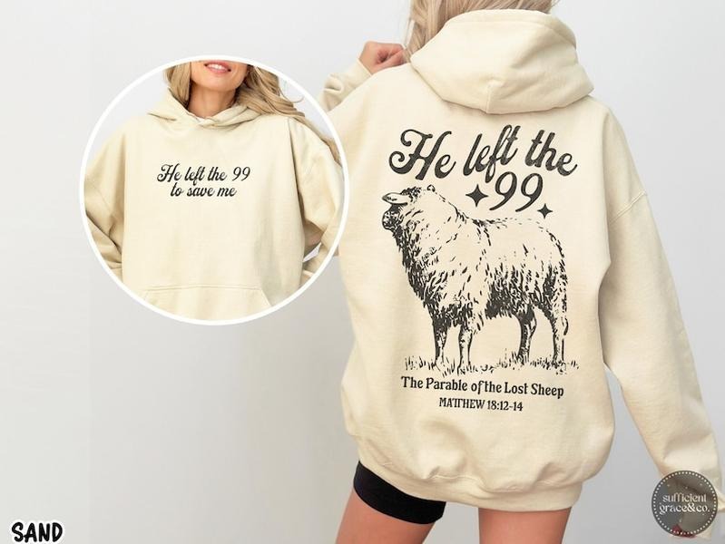 Aesthetic Christian Hoodie For Men, Bible Verse Sweatshirt, The Parable Of The Lost Sheep, Faith Based Christian...