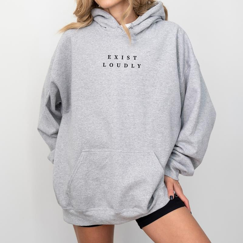 Aesthetic Exist Loudly Hoodie, Feminism Hoodies, Feminist Tops for Women, Empowered Women Sweatshirt, Mom Life Pullover,...