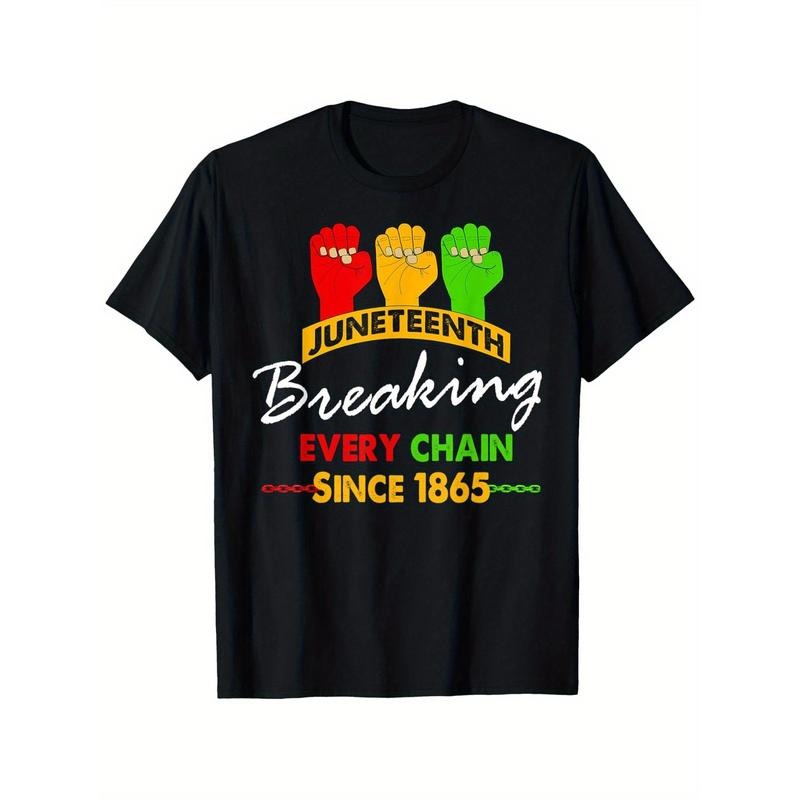 African American Juneteenth Breaking Every Chain1865 T-Shirt Comfortable Casual Happy Juneteenth T-shirt for Men- Crew...