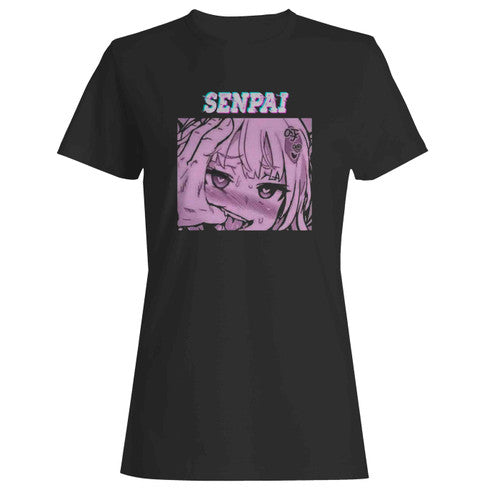 Ahegao Face Senpai Anime Girl Otaku Street Style Waifu Women's T-Shirt Tee
