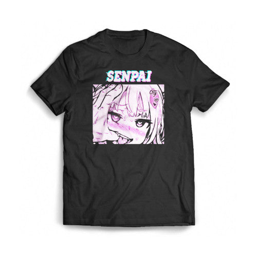 Ahegao Face Senpai Anime Girl Otaku Street Style Waifu Mens T-Shirt Tee
