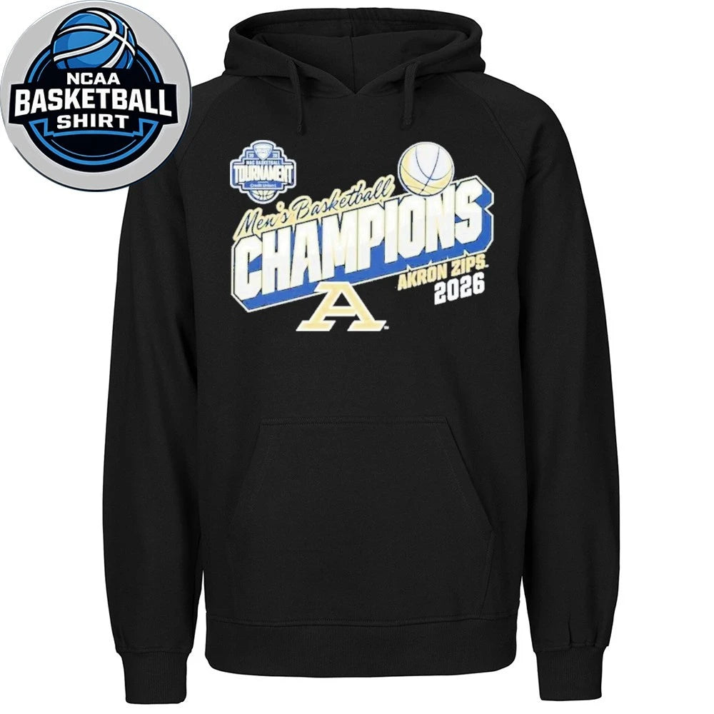 Akron Zips Navy Blue 2026 MAC Men’s Basketball Tournament Champions Locker Room T-Shirt