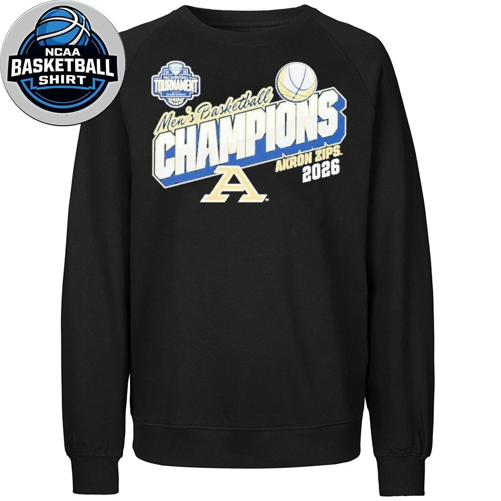 Akron Zips Navy Blue 2026 MAC Men’s Basketball Tournament Champions Locker Room T-Shirt