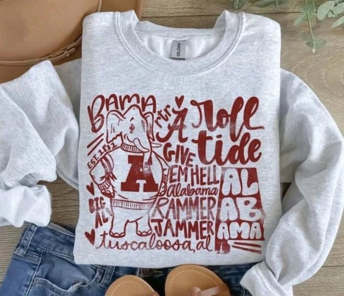 Alabama Crimson Tide Elephant T-shirt, Roll Tide Fan Shirt, University of Alabama Apparel, Bama Graphic Tee, Alabama...