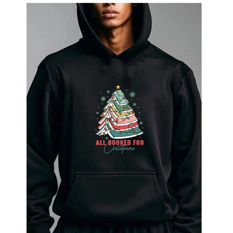 All Booked for Christmas Bookshelf Tree Graphic Hoodie - Holiday Reading Lover Sweatshirt Hoodie T-Shirts | HypeCrazeTee.com