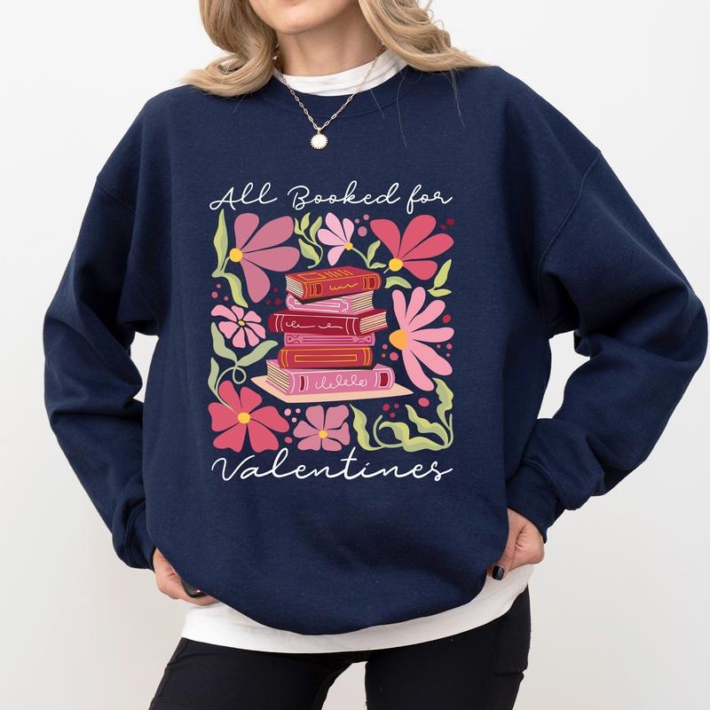 All Booked Valentines Boho Valentine Flower Bookish Retro Book Lovers Long Sleeved Valentines Teacher T-Shirts, Hoodie, Sweatshirt