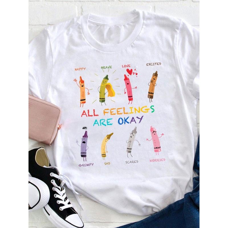 All Feelings Are Okay Teacher T Shirt , Women'S Casual Round Neck T-Shirt Hoodie, Sweatshirt | HypeCrazeTee.com
