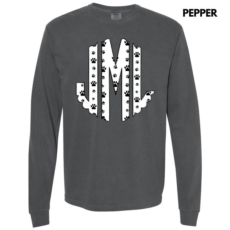 All Paws Monogram Long Sleeve Comfort Colors T-Shirt 'NLB' Hoodie, Sweatshirt | HypeCrazeTee.com