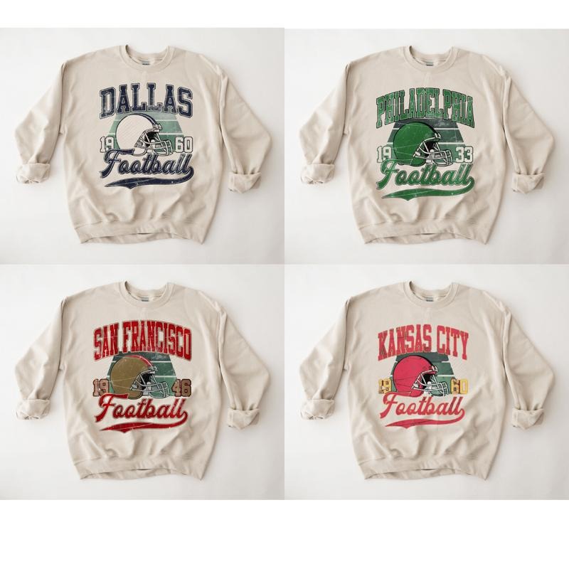 All Team Football Sand Color Sweatshirt Vintage Football Big Words Logo Sweatshirt Hometown Football Sweatshirt Football...