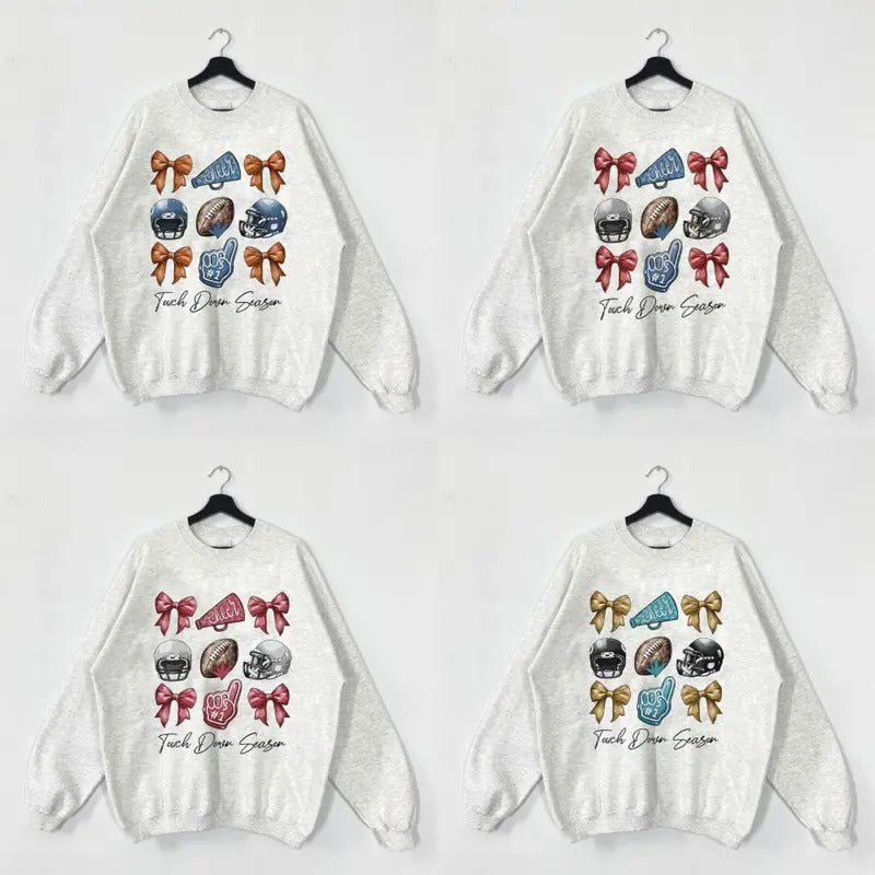 All Team Football Season Sweatshirt, Football Fan Sweatshirt, Game Day 2024 Coquette T-Shirts, Hoodie | HypeCrazeTee.com