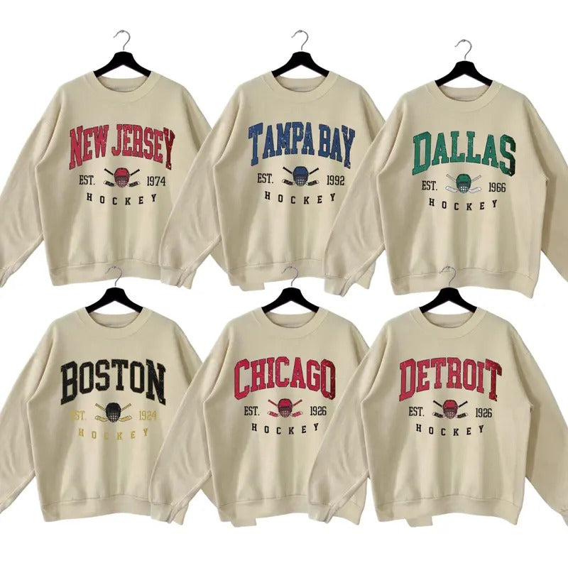 All Team Hockey Retro Style Sweatshirt, All Team Wil Hockey Sweater, Retro All Team Hockey Crewneck, Hockey Sweatshirt,...