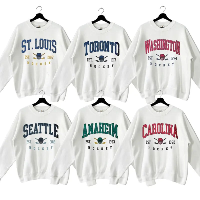 All Team Hockey Retro Style Sweatshirt, All Team Wil Hockey Sweater, Retro All Team Hockey Crewneck, Hockey Sweatshirt,...