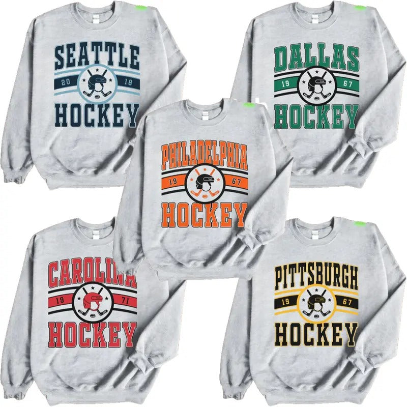 All Team Hockey Sweatshirt Crewneck, Vintage Hockey Crewneck, Hockey Fan shirt, Hockey Tee, Hockey Sweatshirt, Hockey...
