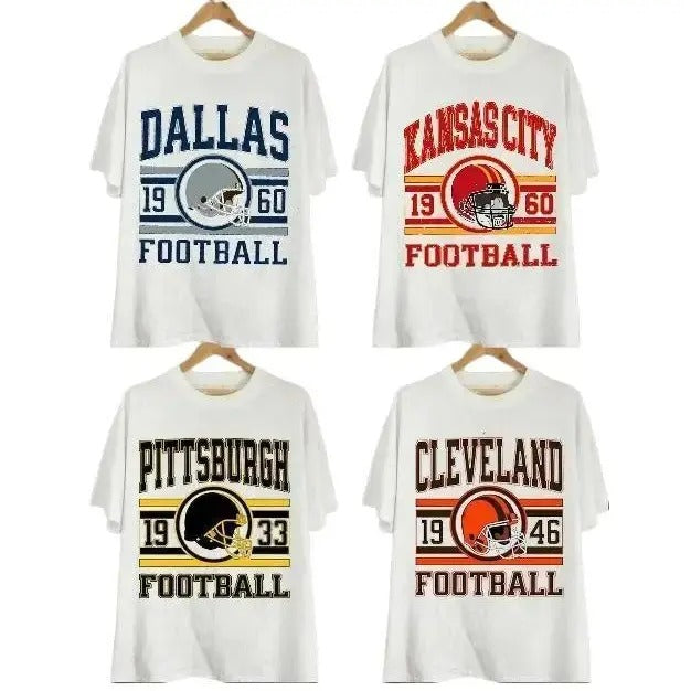 All Teams Cotton T-shirt, Gildan 5000 Unisex Crewneck Sport Classic T-Shirt All Teams Football, White Menswear Soft Tee...