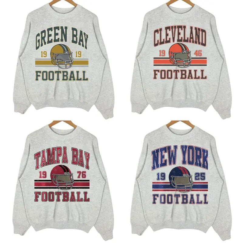 All Teams Vintage Football Sweatshirt - Classic Sport Grey for Fan Sport T-Shirts, Hoodie | HypeCrazeTee.com