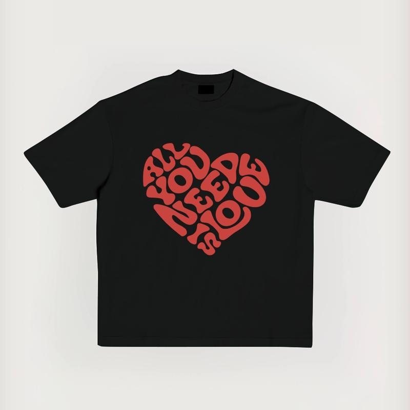 All You Need Is Love  Unisex Summer outfits men streetwear 80s 90s graphic tees cotton funny tshirt men gifts Hoodie,...