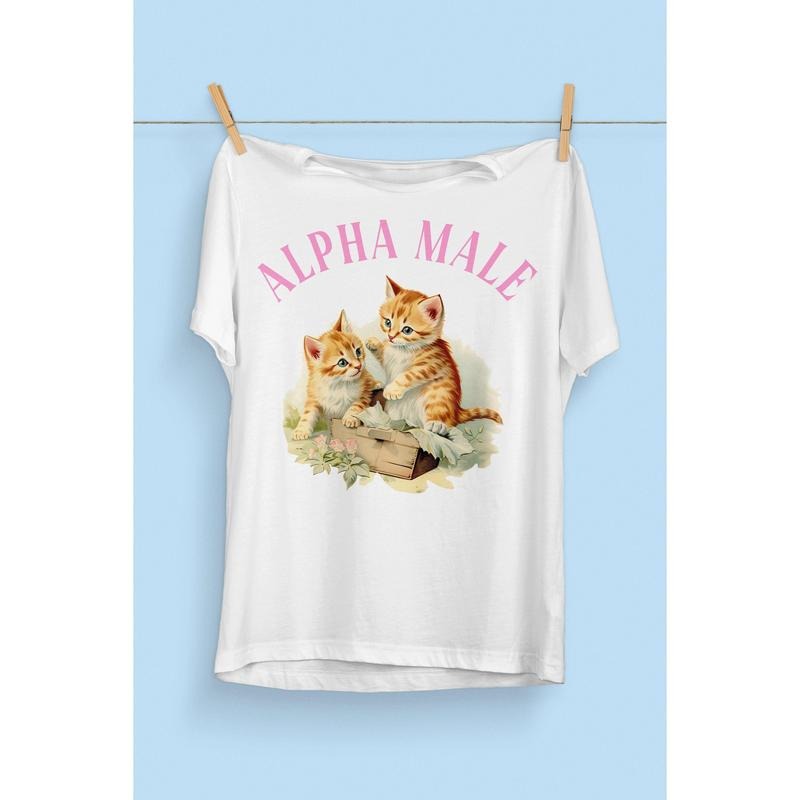 Alpha Male Cat T-Shirt | Funny Kitten Shirt | Oddly Specific | Cottagecore Aesthetic | Offensive Ironic Sarcastic |...