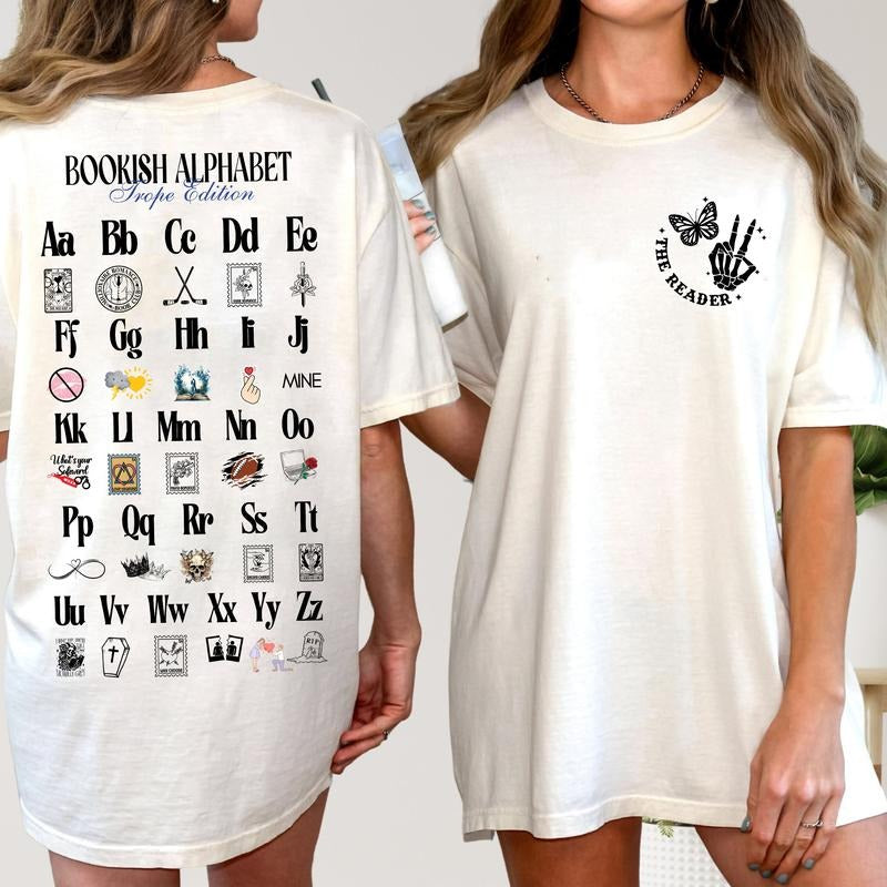 Alphabet T-Shirt, Bookish Edition Your Favorite Book Tropes Sweatshirt, A to Z Bookish Hoodie, Romance Book Sweater