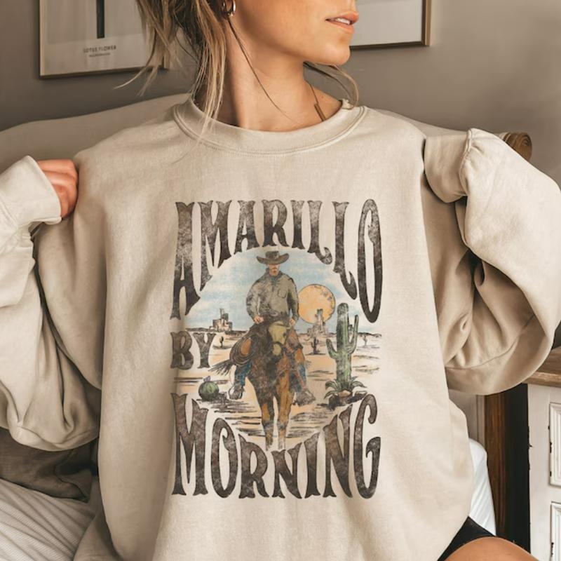 Amarillo By Morning Sweatshirt, Amarillo Cowboy Crewneck vintage sweatshirts, cowgirl outfits, western outfits women...