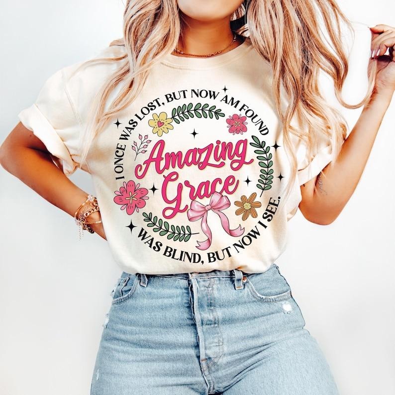 Amazing Grace Floral Christian Coquette Jesus Bible Verse Wildflower T-Shirts, Hoodie, Sweatshirt