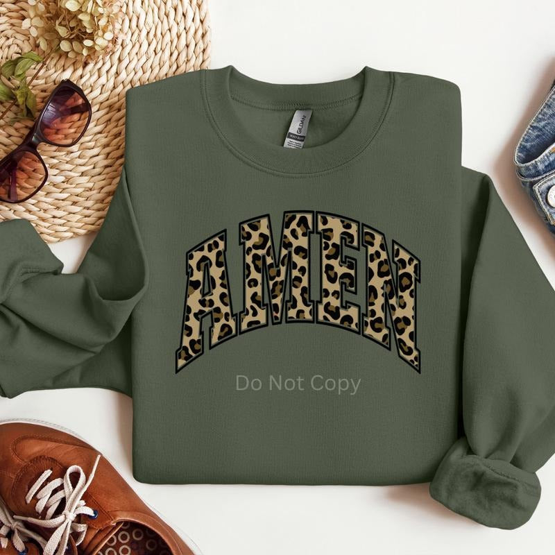 Amen Leopard DTF Transfer ONLY - This is NOT a T Shirt Hoodie, Sweatshirt | HypeCrazeTee.com
