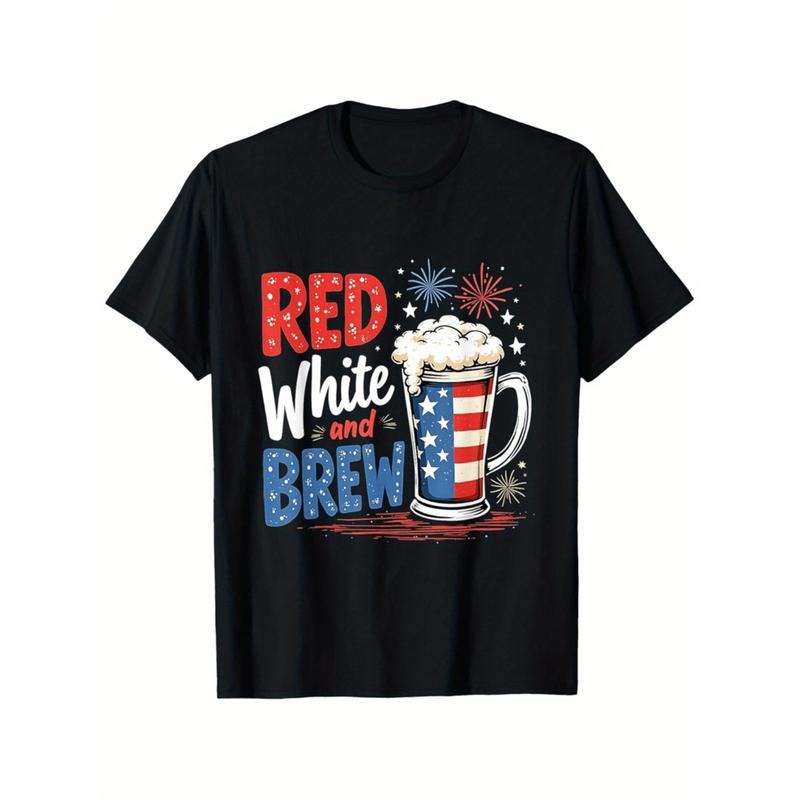 America Beer Lovers Red White And Brew T-Shirt Round Neck Sporty For All Seasons Outdoor Wear Hoodie, Sweatshirt