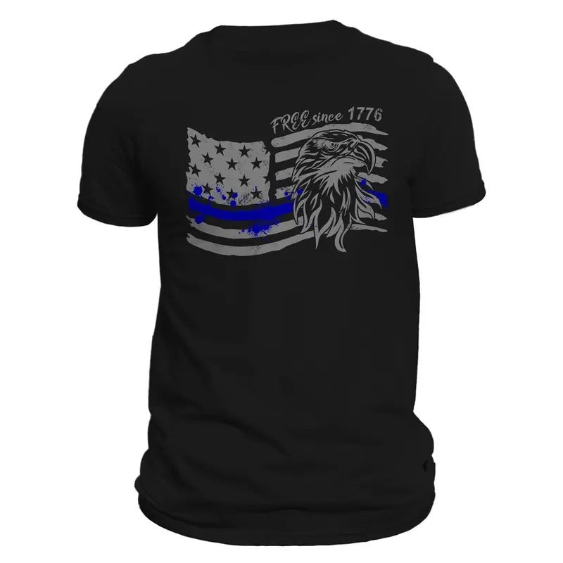 America Free Since 1776 Thin Blue Line Flag T-Shirt Casual Classic Hoodie, Sweatshirt | HypeCrazeTee.com