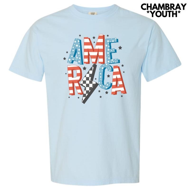 *** America Lightning Bolt Comfort Colors T-Shirt (Youth) Hoodie, Sweatshirt | HypeCrazeTee.com