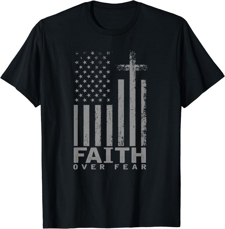 America Pride US Flag Faith Over Fear Prayer T-Shirt, Cotton Hoodie, Sweatshirt | HypeCrazeTee.com
