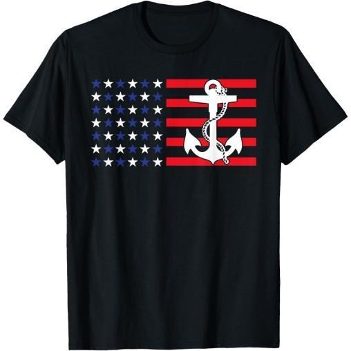American Flag Anchor Shirt Patriotic Military July Navy USA T-Shirt Made in USA Hoodie, Sweatshirt | HypeCrazeTee.com