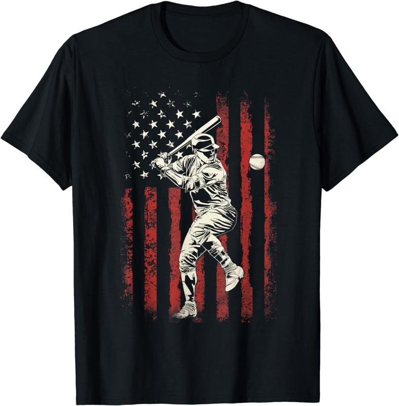 American Flag Baseball Team Gift for Men Boys T-Shirt Clothing Menswear Clothing Menswear Hoodie, Sweatshirt