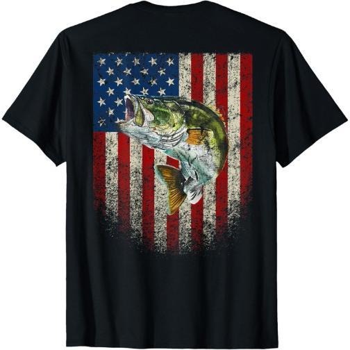 American Flag Bass Fish Fishing T-Shirt Made in USA Hoodie, Sweatshirt | HypeCrazeTee.com