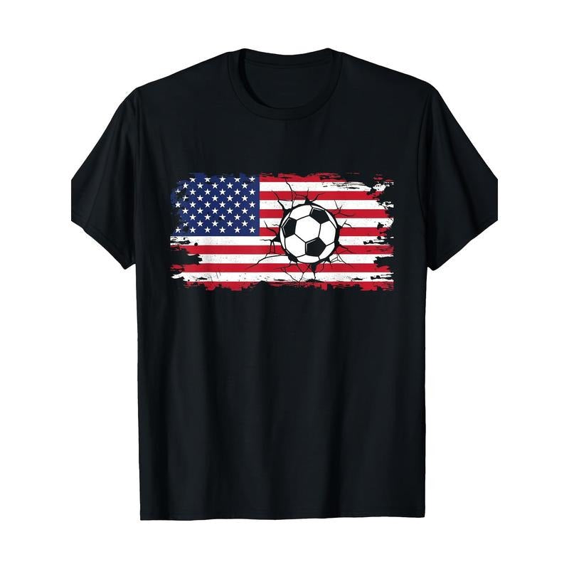 American Flag Football T-shirt  100% cotton T-shirt Made in USA Hoodie, Sweatshirt | HypeCrazeTee.com