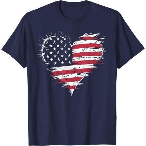 American Flag Heart Men 4th of July Patriotic USA T-Shirt Made in USA Hoodie, Sweatshirt | HypeCrazeTee.com