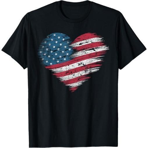 American Flag Heart Women Men Kids Patriotic 4th of July USA T-Shirt Made in USA Hoodie, Sweatshirt | HypeCrazeTee.com