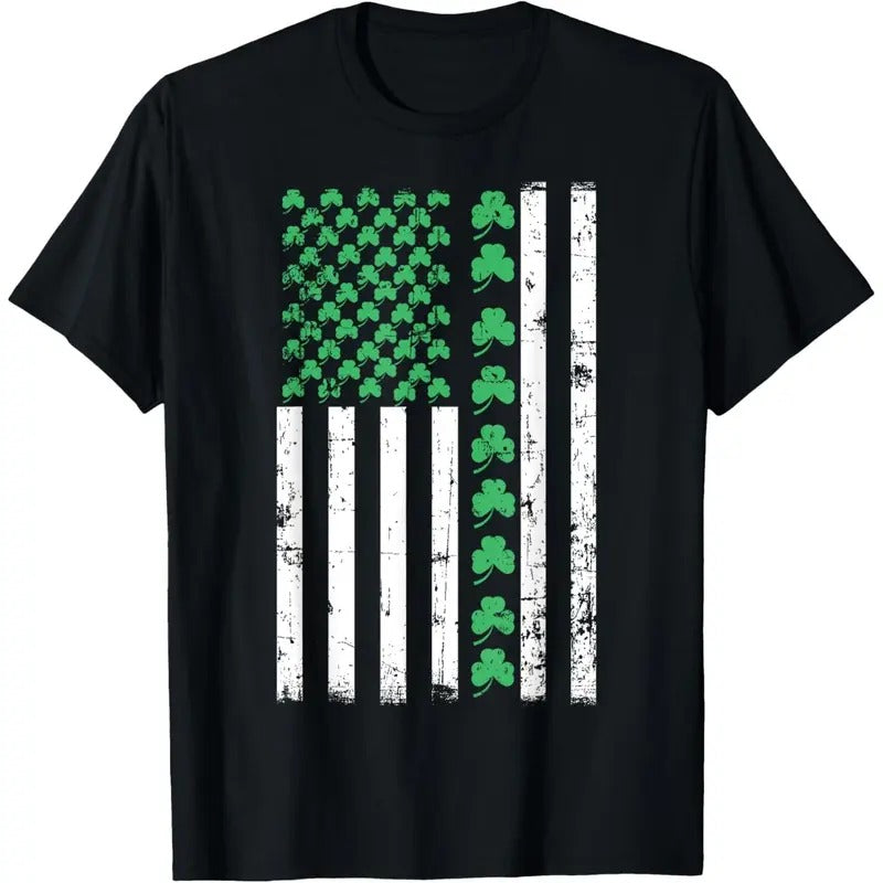American Flag Shamrocks St Patricks Day Vintage Irish USA T-Shirt made in USA Hoodie, Sweatshirt | HypeCrazeTee.com