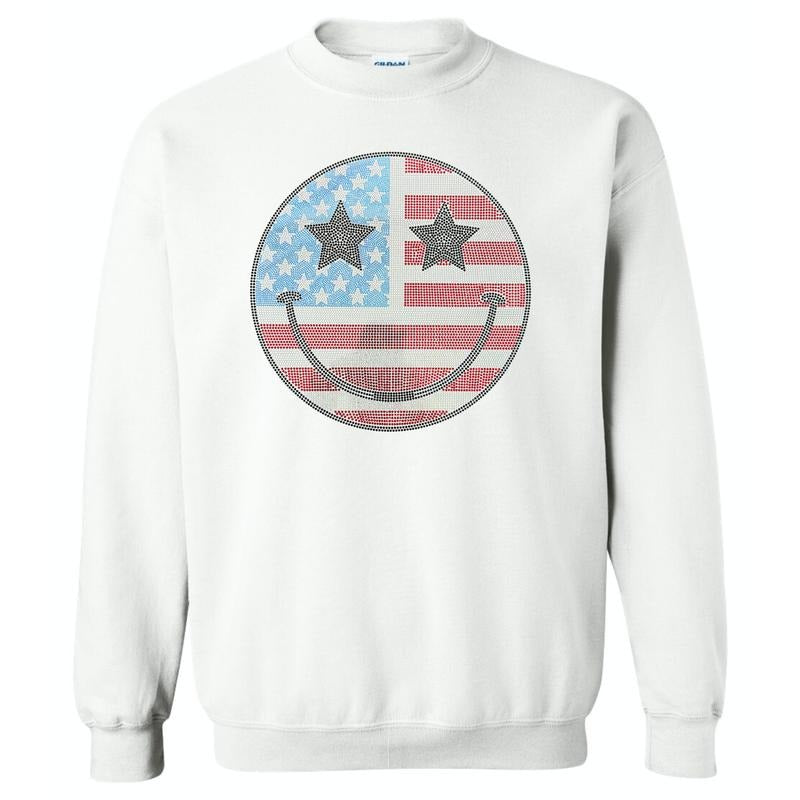 American SPANGLED Happy Face Sweatshirt T-Shirts, Hoodie | HypeCrazeTee.com