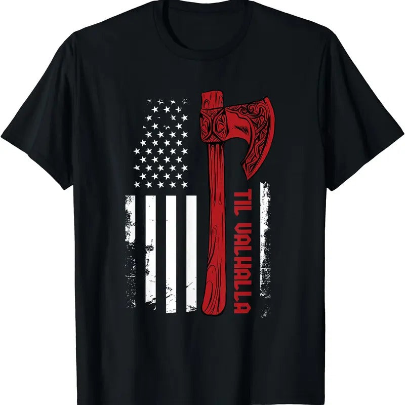 American Viking Axe Flag - Til Valhalla - Norse Mythology T-Shirt Hoodie, Sweatshirt | HypeCrazeTee.com