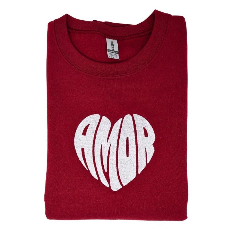 Amor Heart Embroidered Sweatshirt Casual Fashion Womenswear T-Shirts, Hoodie | HypeCrazeTee.com