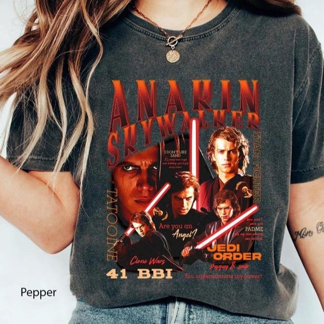 Anakin Portrait Graphic Unisex T-shirt, Darth Vader Shirt, Galaxy's Edge, Hollywood Studios, Top Menswear Cotton...