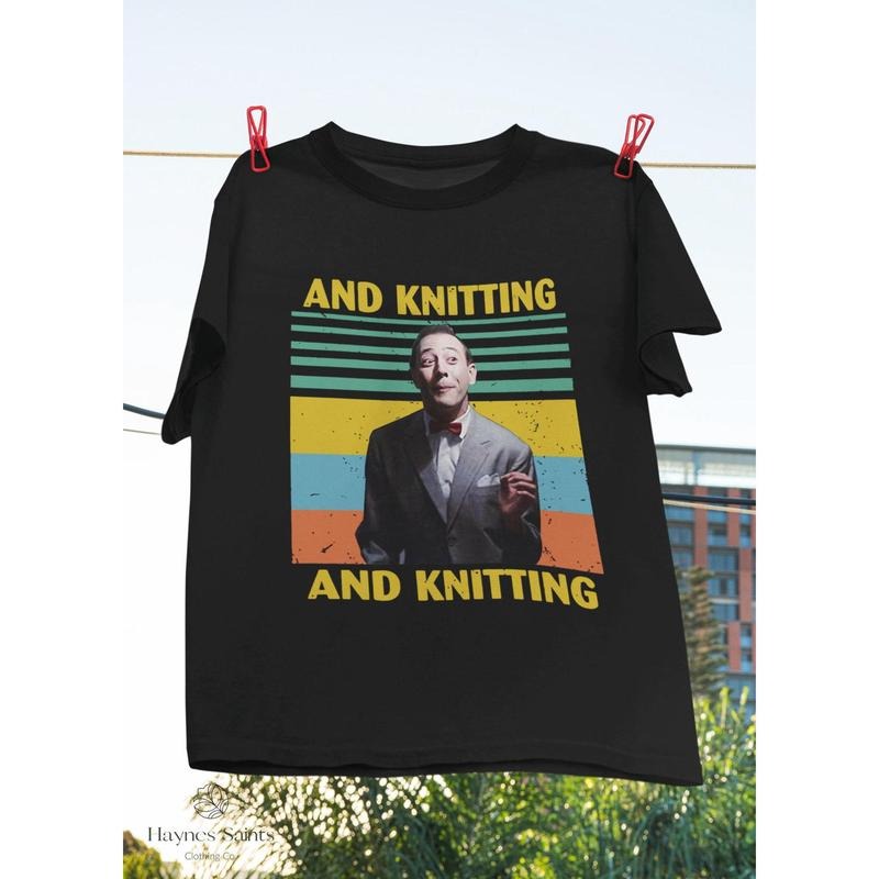 And Knitting The Breakfast Machine Vintage T-Shirt, Pee Wee Herman Shirt, Pee Wee's Big Adventure Movie, Paul Reubens...