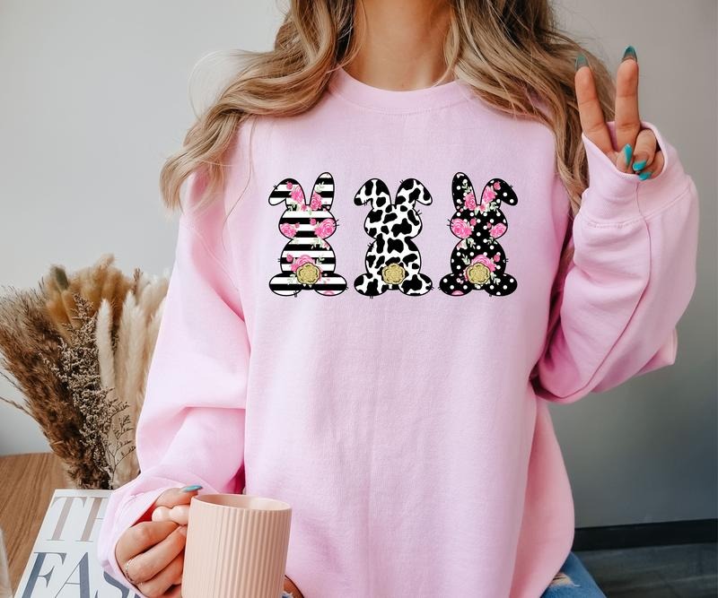 Animal striped Bunnies Crewneck Sweatshirt T-Shirts, Hoodie | HypeCrazeTee.com