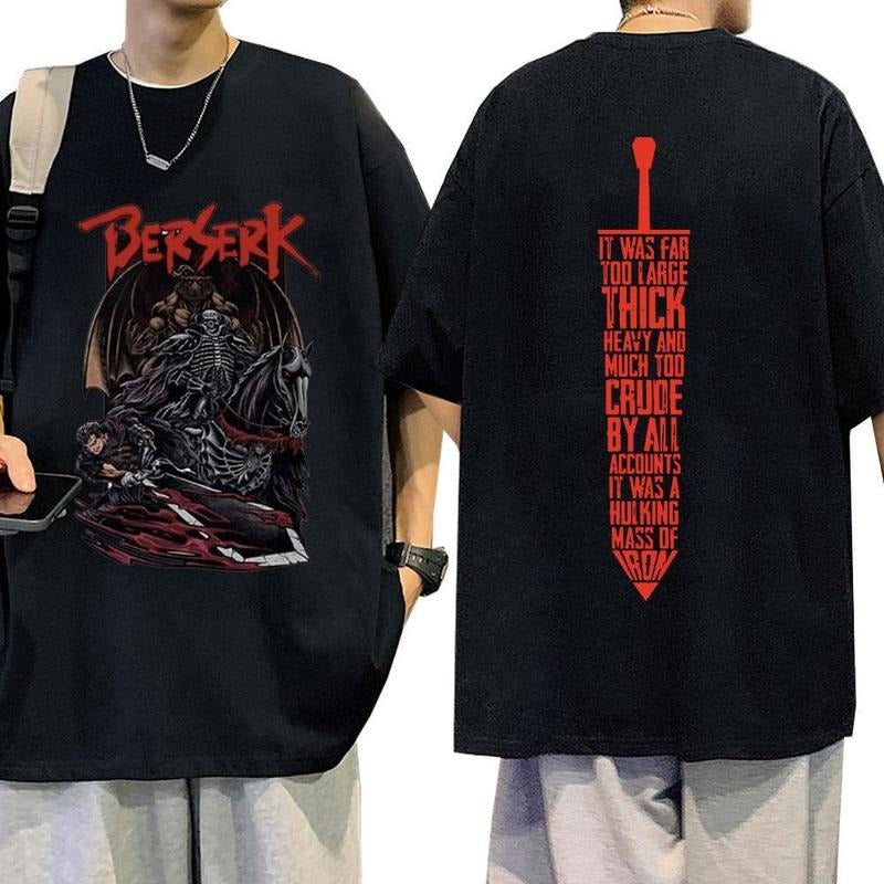 Anime Berserk Vintage T-Shirt Manga Anime Lovers Shirt, Berserker Guts Berserer Armor, Anime All Size T-shirt Hoodie...